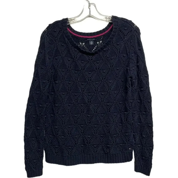 Women's Tommy Hilfiger Navy Blue‎ Chunky Preppy Pullover Sweater Size Medium (M) - Picture 1 of 8